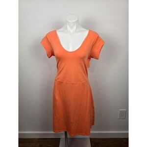 Pact Orange Cotton Elastane Cutout Back V Neck T Shirt Dress Women's XL